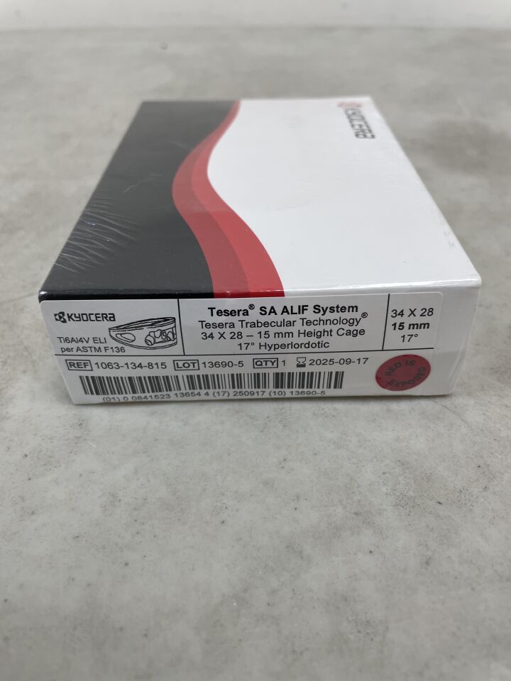 1063-134-815 - KYOCERA MEDICAL - Teresa ALIF Implant system 34 X 28, 15mm Height 17° Hyperlordotic, (BX/1) - ( Expiry Date: 2025-09-17 )