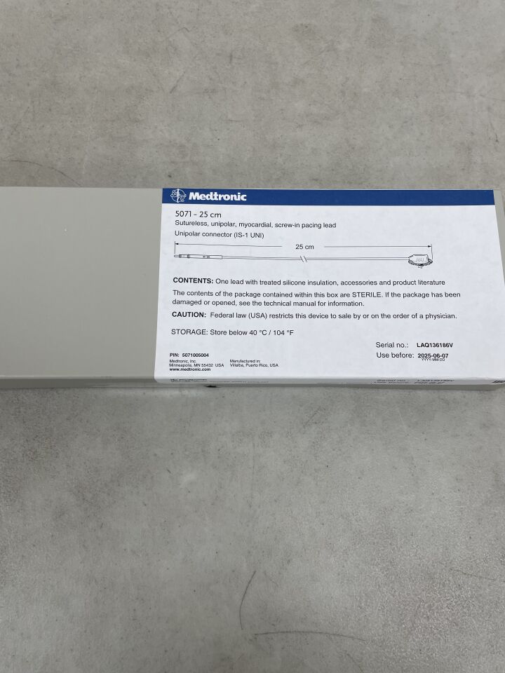 5071-25 - MEDTRONIC - Sutureless, Unipolar, Myocardial, Screw-In Pacing Lead 25cm, (BX/1) - ( Expiry Date: 2025-06-07 )