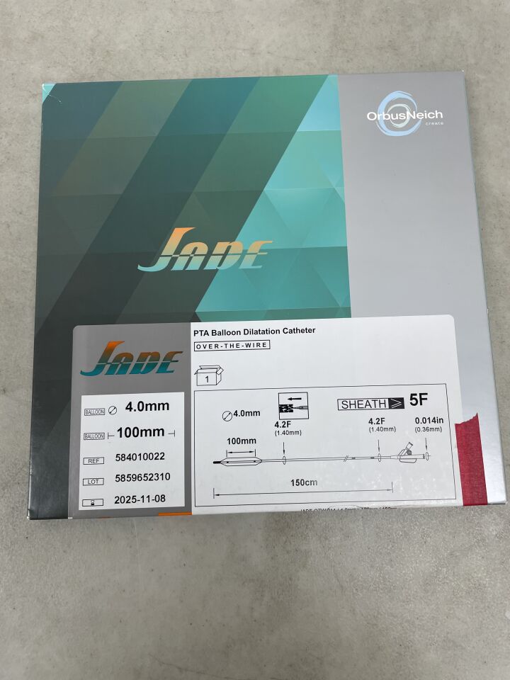 584010022 - ORBUSNEICH MEDICAL - JADE PTA Balloon Dilatation Catheter - .014" OTW - 4.0mm x 100mm x 150cm, (BX/1) - ( Expiry Date: 2025-11-08 )