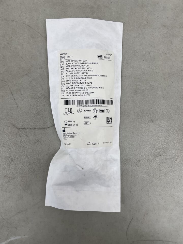 111331 - STRYKER - MAKO MICS Irrigation Clip, (EA) - ( Expiry Date: 2025-01-16 )