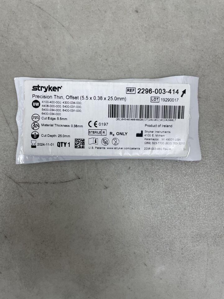 2296-003-414 - STRYKER - Precision Thin Long Narrow Blade, 25 L x 5.5 mm W, (EA) - ( Expiry Date: 2024-11-01 )