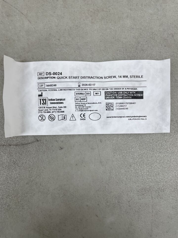 DS-0024 - TSI - Quick Start Distraction Screw, 14 MM, (EA) - ( Expiry Date: 2026-02-17 )