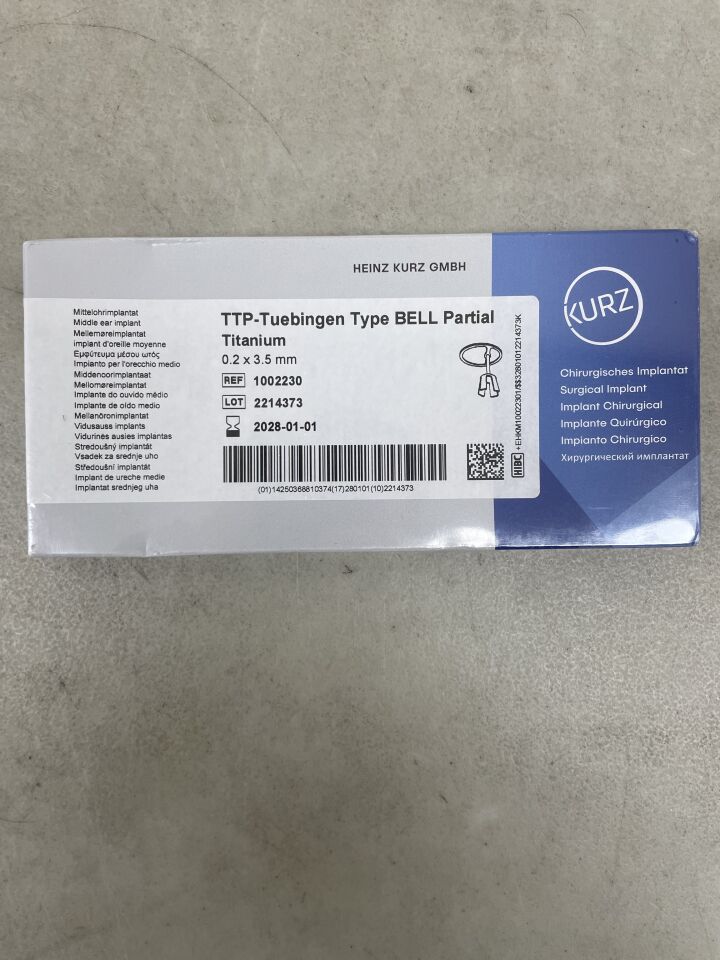 1002230 - KURZ - TTP-Tuebingen Type BELL Partial Titanium Ossicular Prosthesis, (BX/1) - ( Expiry Date: 2028-01-01 )