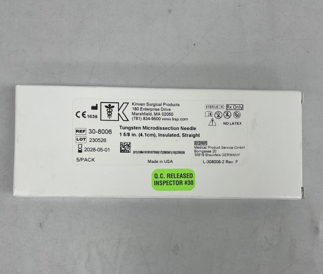 30-8006 - KIRWAN - Tungsten Microdissection Needle, 1 5/8" (4.1cm) Insulated, Straight, (5/BX) - ( Expiry Date: 2027-07-01 )