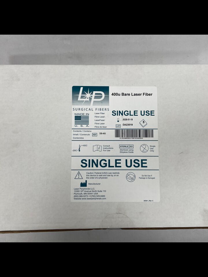 DB-400 - LASER PERIPHERALS - Surgical Fibers 400u Bare Laser Fiber, (BX/5) - ( Expiry Date: 2028-01-19 )
