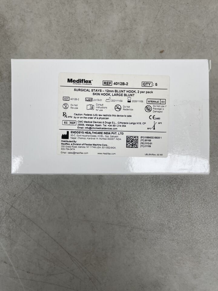 4012B-2 - MEDIFLEX - Surgical Stays, Blunt Hook, 12mm , (BX/5) - ( Expiry Date: 2026-11-08 )