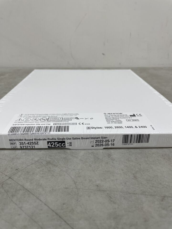 351-425SZ - MENTOR - Round Moderate Profile Saline Breast Implant sizer, 425cc, +50 -00, (BX/1) - ( Expiry Date: 2026-05-16 )