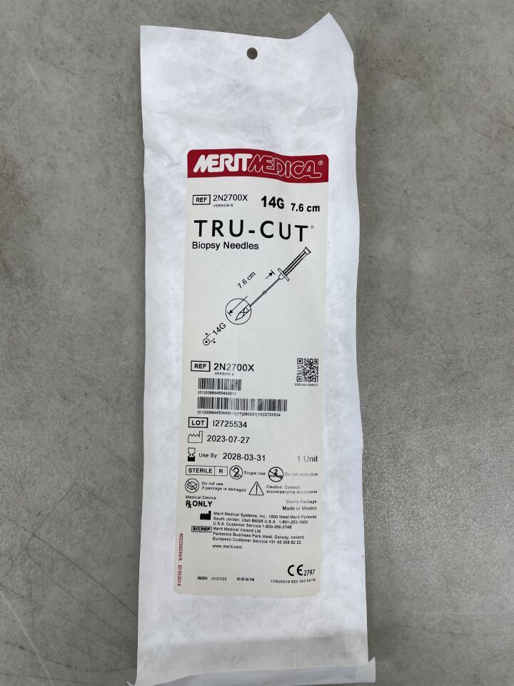 2N2700X - MERIT MEDICAL - Tru-Cut Biopsy Needle 14G x 7.6cm, (EA) - ( Expiry Date: 2028-03-31 )