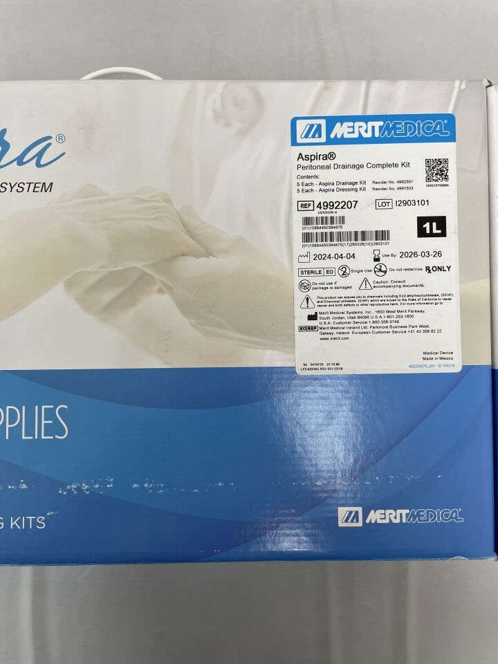 4992207/A  -  MERIT MEDICAL  -  Aspira Peritoneal Drainage Complete Kit , ( BX/5 )  -  ( Expiry Date : 2026-03-26 )