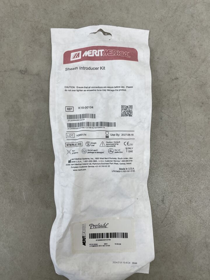 K15-00104 - MERIT MEDICAL - Prelude Sheath Introducer Kit, (EA) - ( Expiry Date: 2027-06-16 )