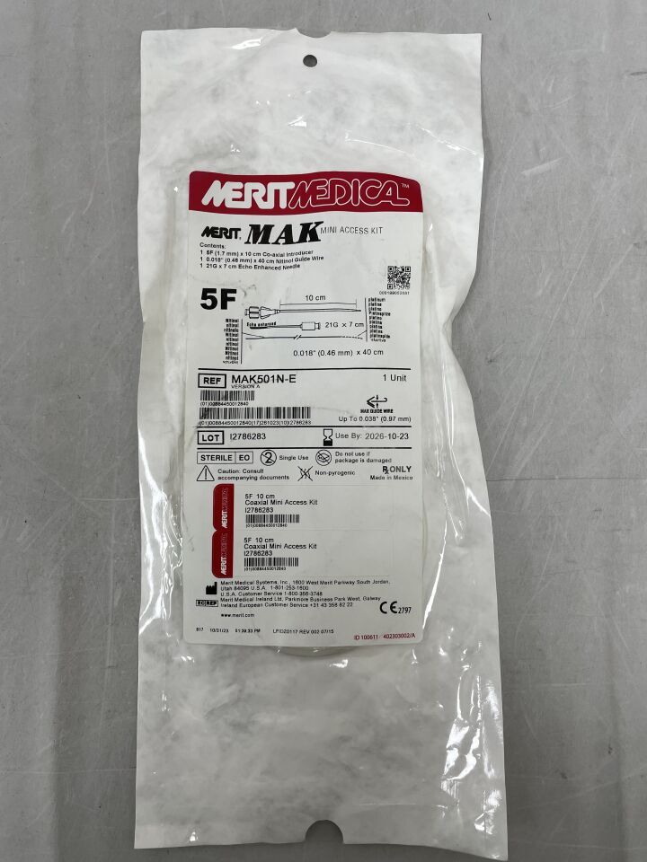 MAK501N - MERIT MEDICAL - MAK Mini Access Kit, Standard NT / PT 5F x 10cm, (EA) - ( Expiry Date: 2026-10-23 )