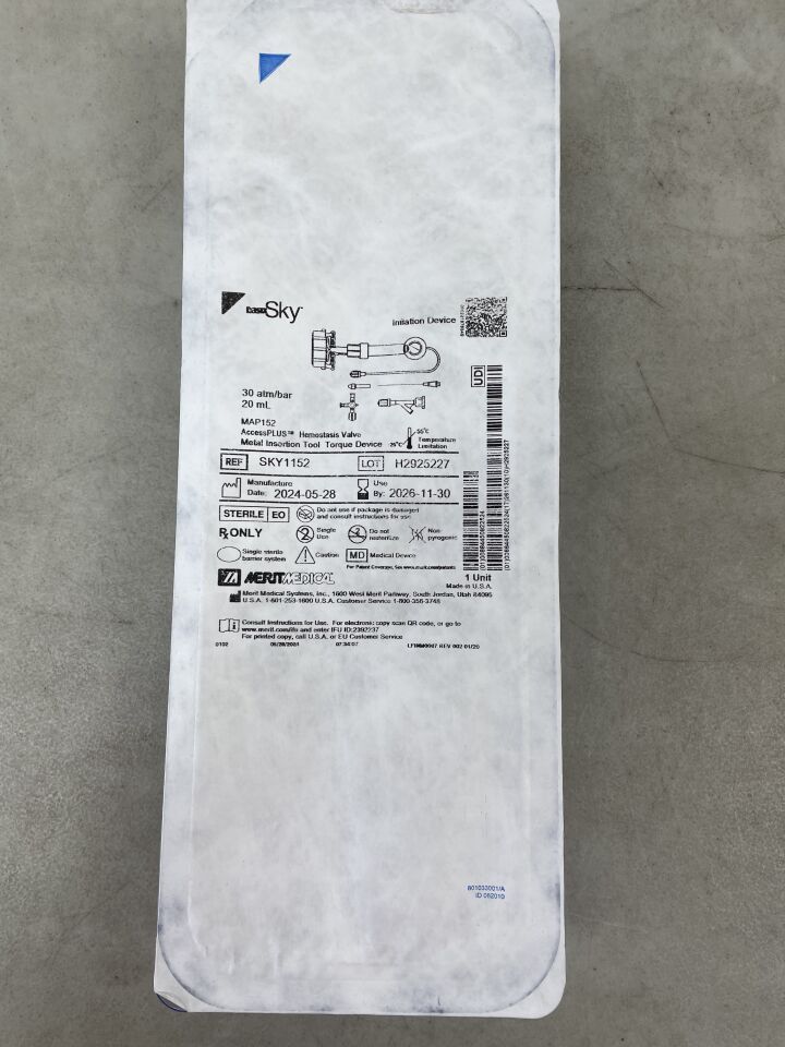SKY1152 - MERIT MEDICAL - basixSKY Access Plus Hemostasis Valve Metal Insertion Tool Torque Device, 20mL, (EA) - ( Expiry Date: 2026-11-30 )