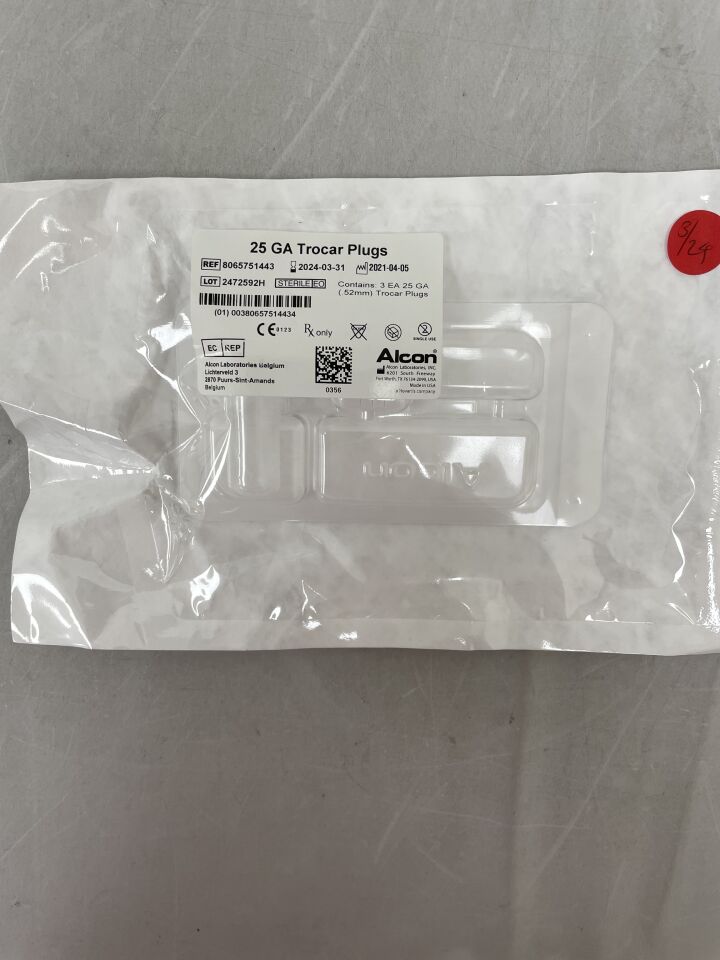 8065751443 - ALCON - 25G Trocar Plugs (3 Per Pack), (EA) - ( Expiry Date: 2025-07-31 )