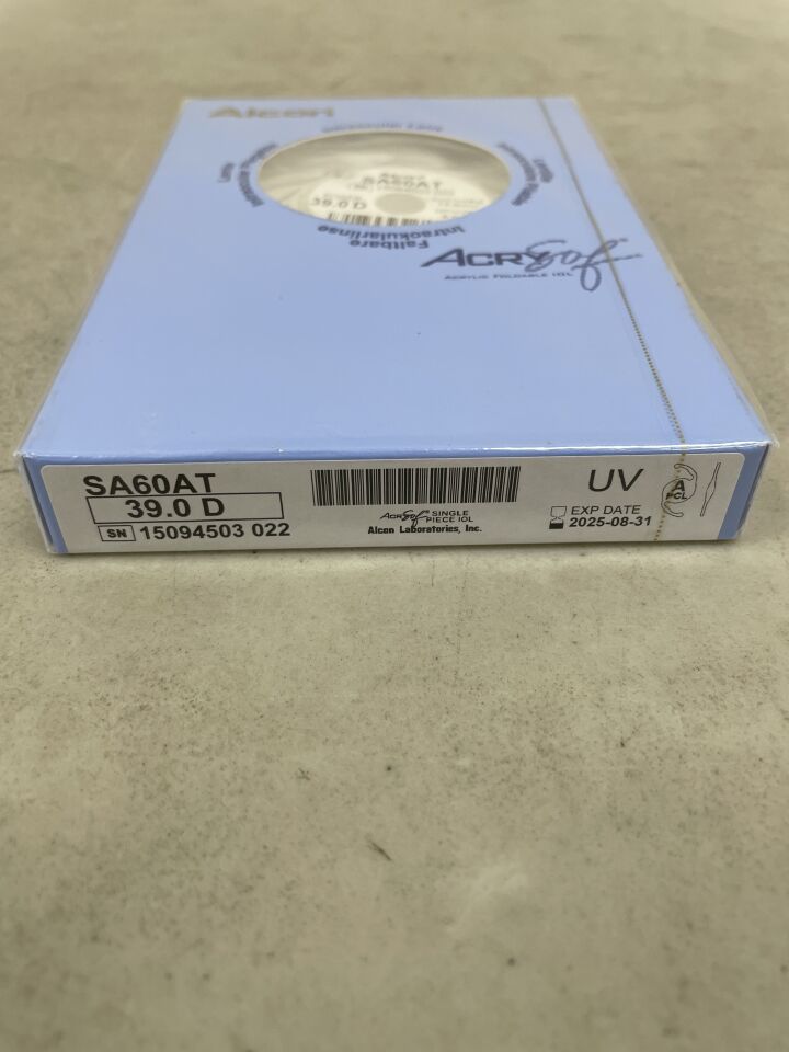 SA60AT.390 - ALCON - AcrySof Acrylic Foldable IOL, 39.0D, (BX/1) - ( Expiry Date: 2025-08-31 )