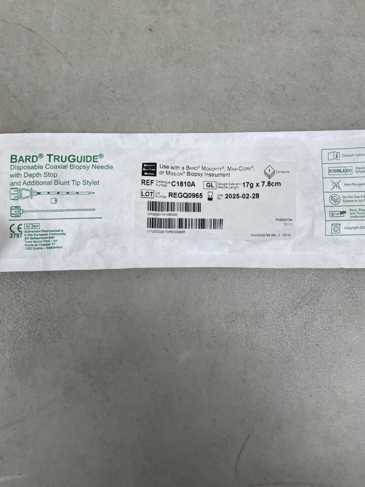 C1810A - BARD - TruGuide Coaxial Biopsy Needle 17G x 7.8cm, (EA) - ( Expiry Date: 2025-02-28 )