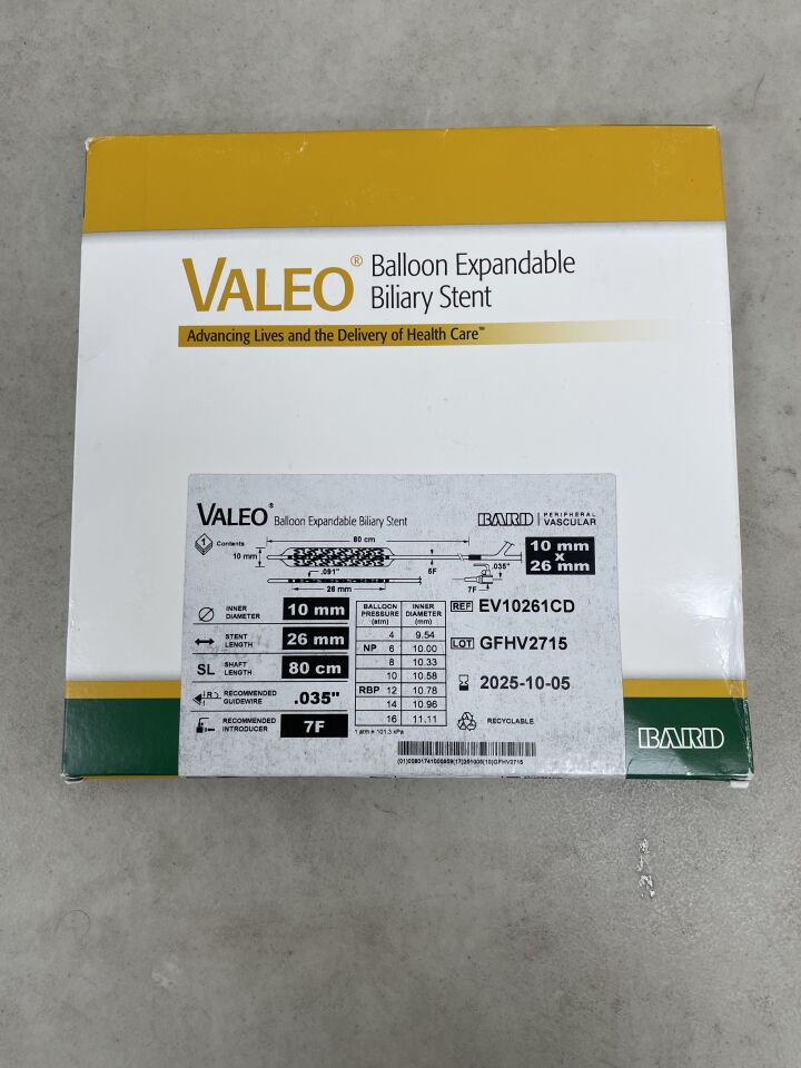 EV10261CD - BARD - VALEO Balloon Expandable Biliary Stent - 10mm x 26mm x 80cm, (BX/1) - ( Expiry Date: 2025-10-05 )