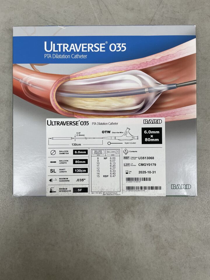 U3513068 - BARD - ULTRAVERSE 035 PTA Dilatation Catheter - 5Fr x 6mm x 80mm x 130cm, (BX/1) - ( Expiry Date: 2025-10-31 )