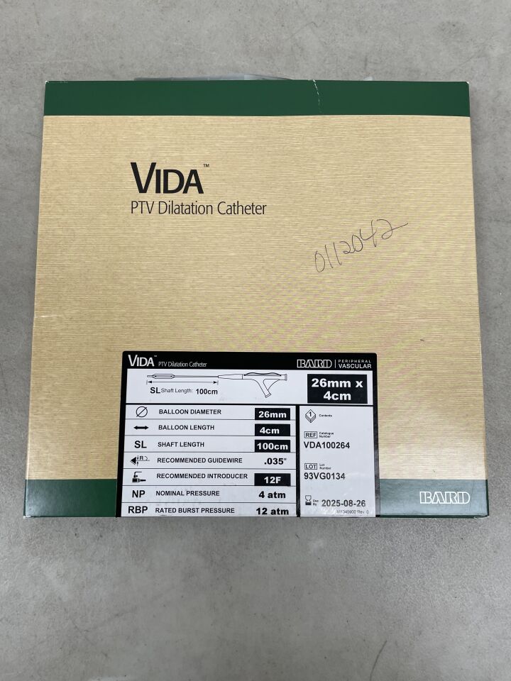 VDA100264 - BARD - VIDA PTV Dilatation Catheter - 26mm x 4cm x 100cm, (BX/1) - ( Expiry Date: 2025-08-26 )