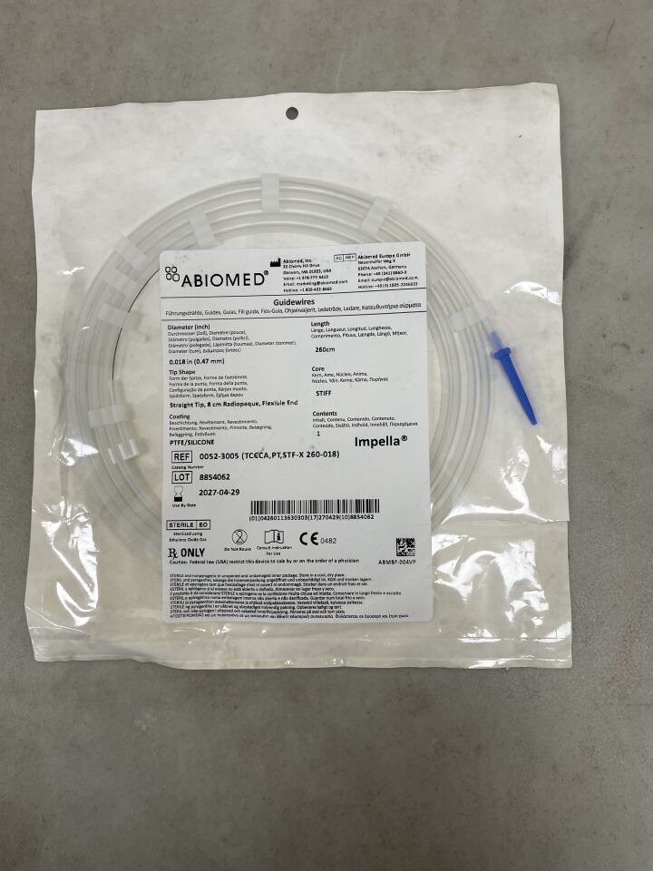 0052-3005 - ABIOMED - Impella Guidewire - Straight Tip, Stiff - .018" x 260cm, (EA) - ( Expiry Date: 2027-04-29 )