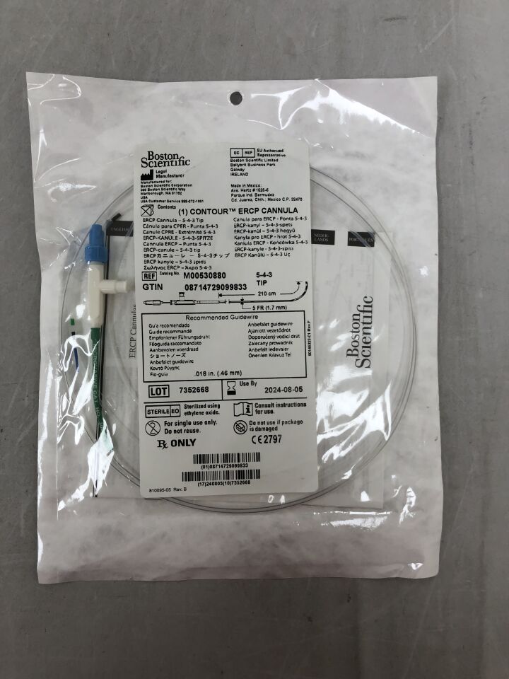 3088 - BOSTON SCIENTIFIC - Contour ERCP Cannula - 5-4-3 Tip - 5Fr x 210cm, (EA) - ( Expiry Date: 2026-01-08 )