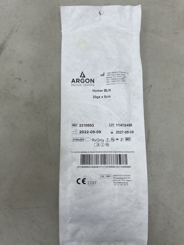 231050G - ARGON MEDICAL - Homer BLN 20G x 5cm, (EA) - ( Expiry Date: 2027-09-09 )
