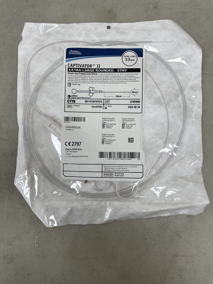 6129 - BOSTON SCIENTIFIC - Captivator II Single-Use Polypectomy Snare - Extra Large Rounded/Stiff - 33mm x 240cm, (EA) - ( Expiry Date: 2024-08-24 )