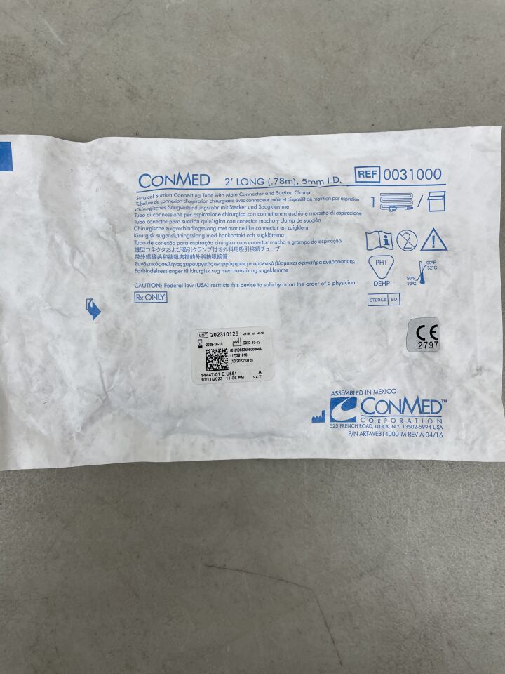 31000 - CONMED - Suction Connecting Tubing, 5mm x 2', (EA) - ( Expiry Date: 2028-10-10 )