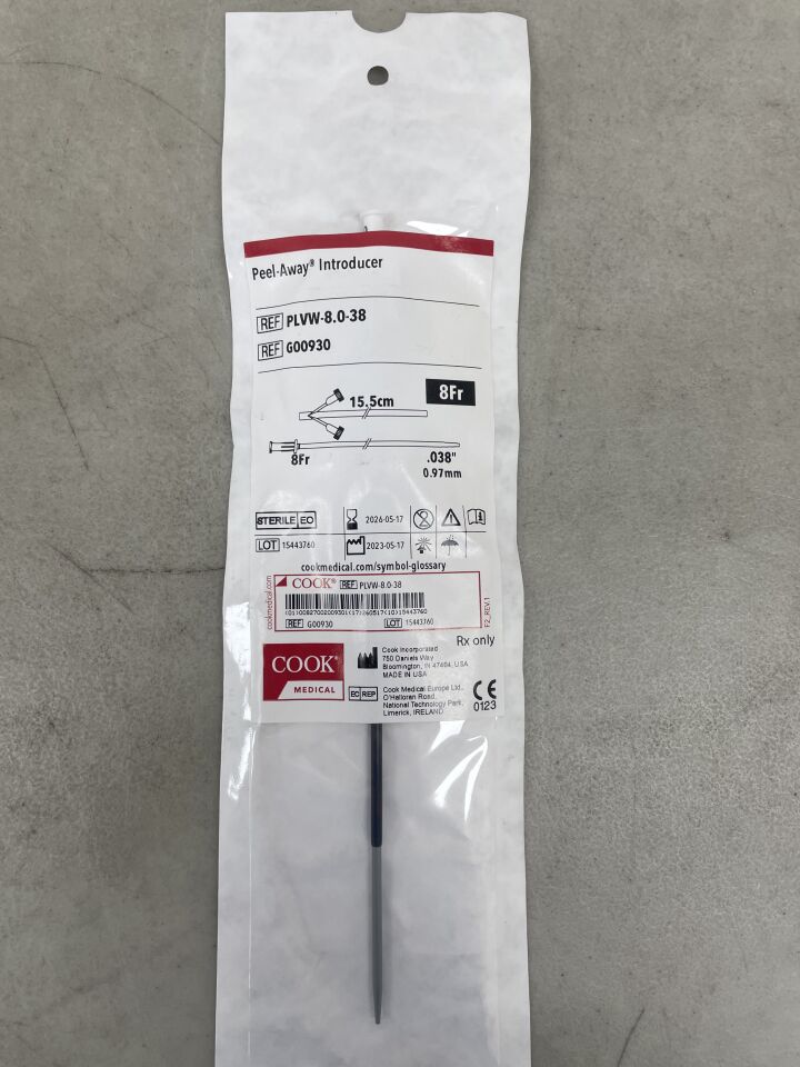 G00930 - COOK - Peel-Away Sheath Introducer 8F x 0.038", 15.5cm, (EA) - ( Expiry Date: 2026-05-17 )