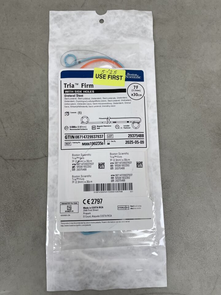 190235 - BOSTON SCIENTIFIC - Tria Firm Ureteral Stent with Side Holes - 7Fr x 30cm, (EA) - ( Expiry Date: 2025-05-09 )