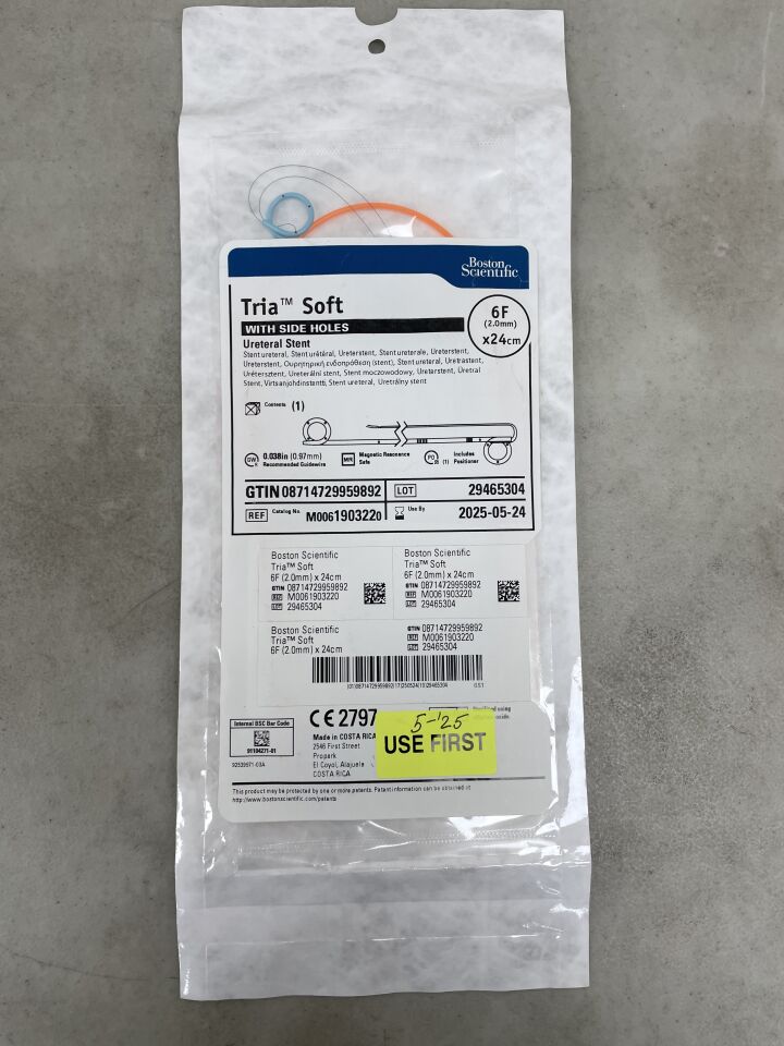 190322 - BOSTON SCIENTIFIC - Tria Soft Ureteral Stent with Side Holes - 6Fr x 24cm, (EA) - ( Expiry Date: 2025-05-24 )