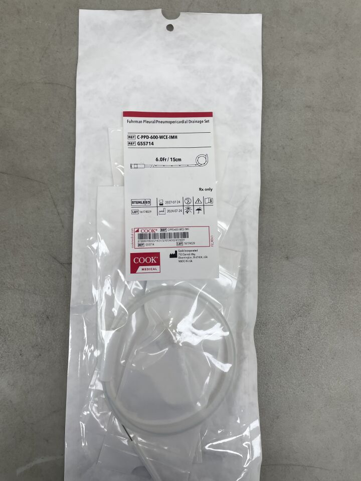 G55714 - COOK - Fuhrman Pleural/Pneumopericardial Drainage Set 6F x 15cm, (EA) - ( Expiry Date: 2027-07-24 )