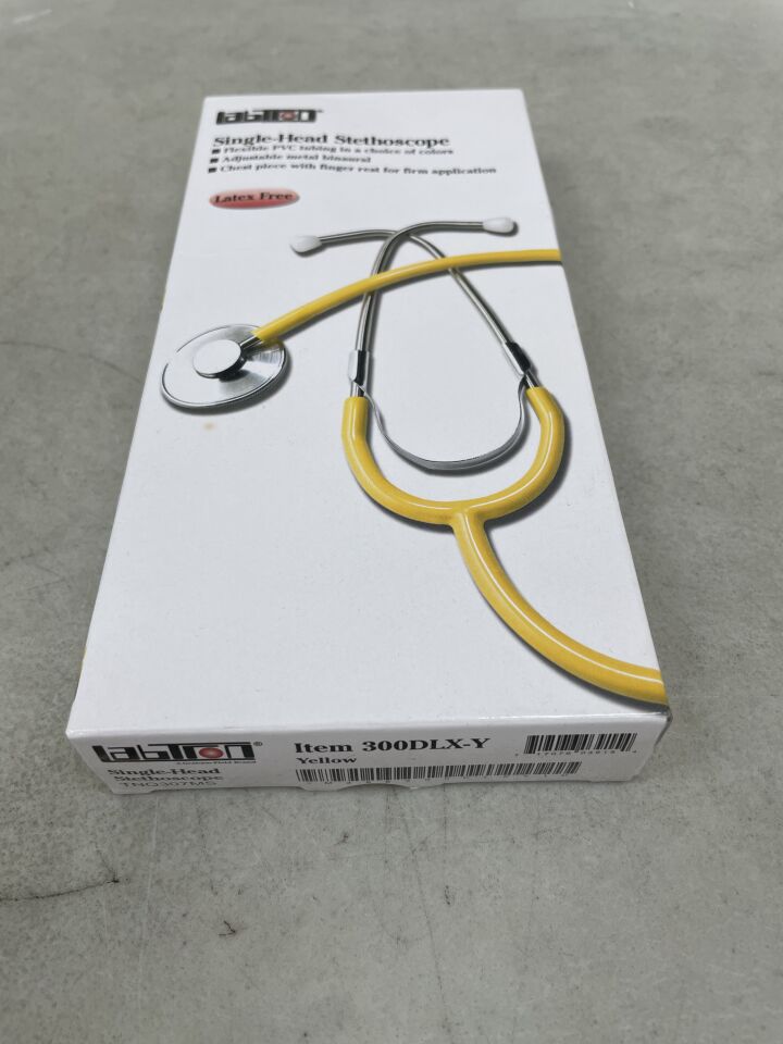 300DLX-Y - LABTRON - SINGLE-HEAD STETHOSCOPE, 22" latex-free ‘Y’ tubing, yellow, (BX/1) - ( Expiry Date: 2099-12-31 )