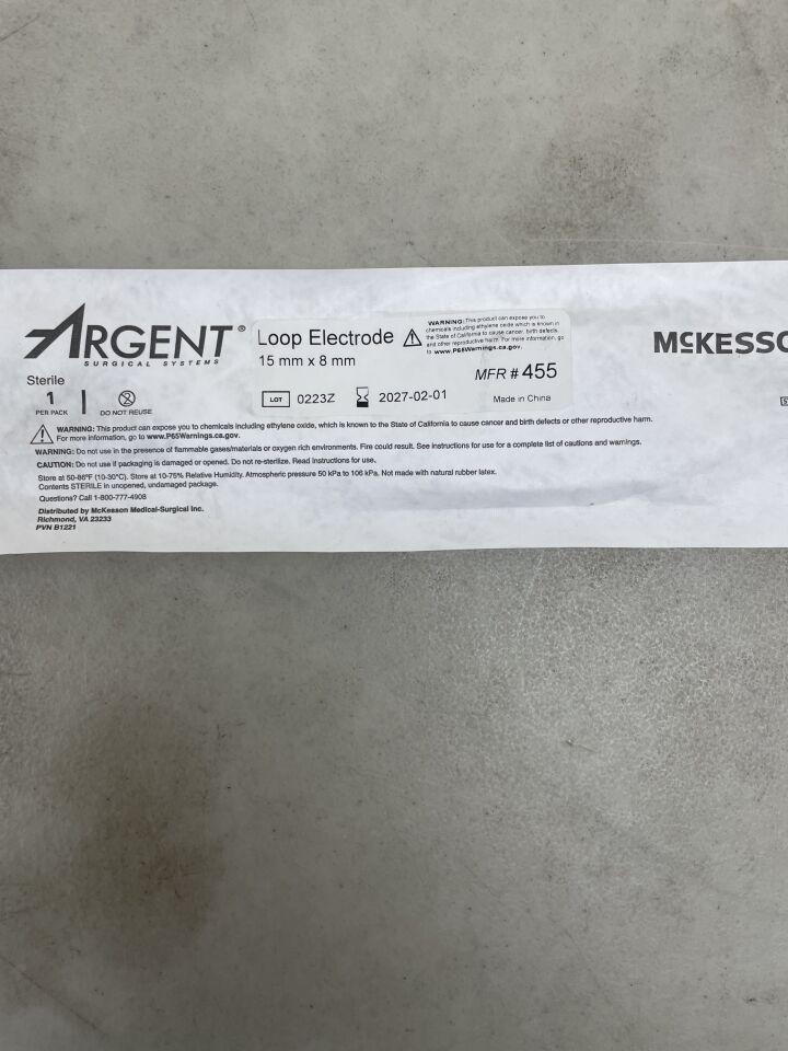 455 - MCKESSON MEDICAL - LEEP/LLETZ Electrode Argent Tungsten Wire, Loop Tip, 15 x 8mm, (EA) - ( Expiry Date: 2027-02-01 )