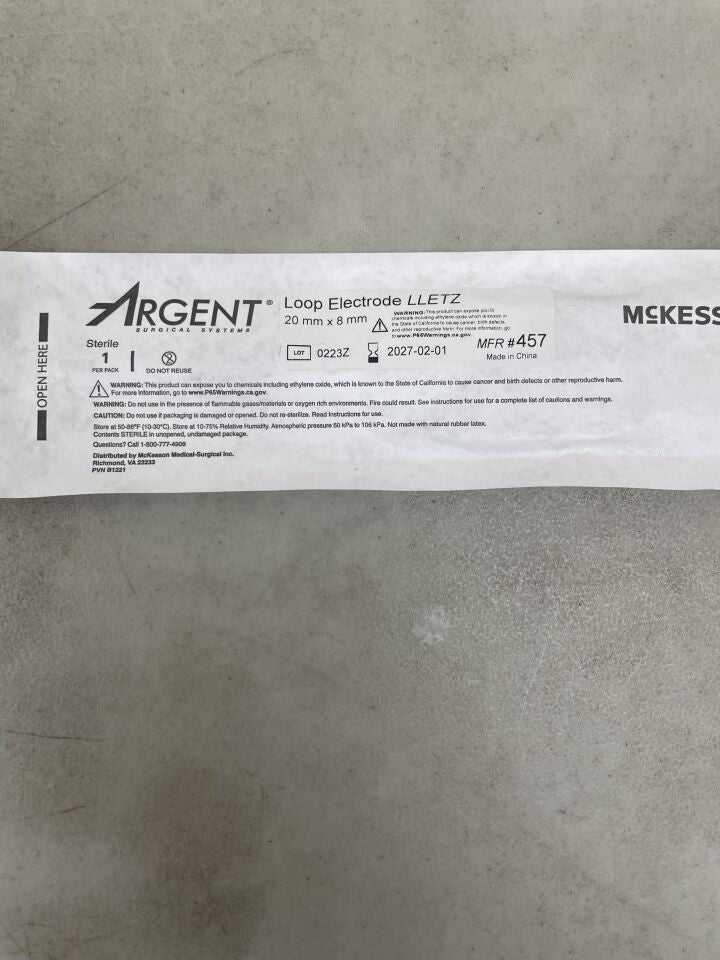 457 - MCKESSON MEDICAL - LEEP/LLETZ Electrode Argent Tungsten Wire, Loop Tip, 20 x 8mm, (EA) - ( Expiry Date: 2027-02-01 )