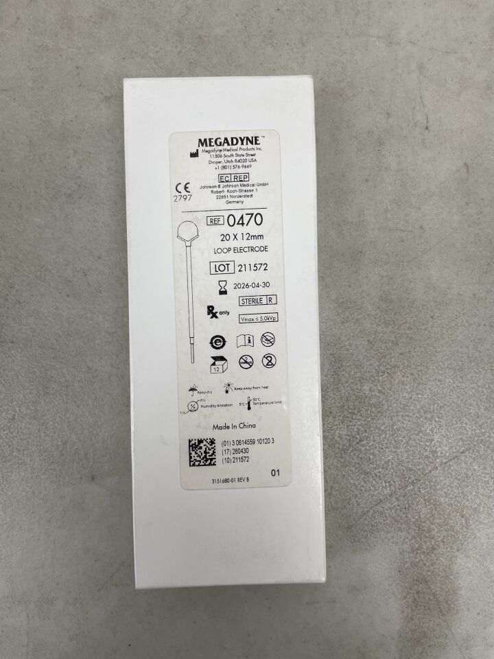 470 - MEGADYNE - E-Z Clean Loop Electrode 20 x 12mm, (BX/12) - ( Expiry Date: 2026-04-30 )