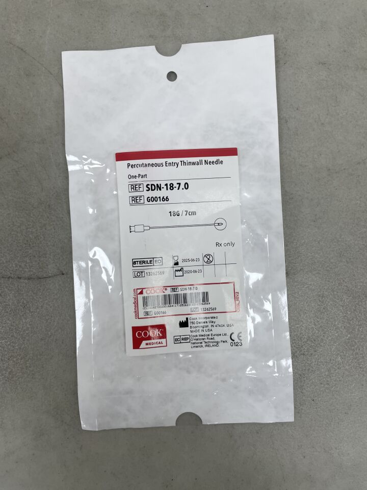 G00166 - COOK - One-Part Percutaneous Entry Needle, 18G, 7 cm Length, (EA) - ( Expiry Date: 2025-06-23 )