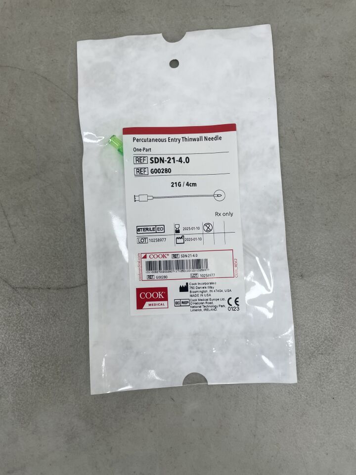 G00280 - COOK - One-Part Percutaneous Entry Needle, 21G, 4 cm Length, (EA) - ( Expiry Date: 2025-01-10 )