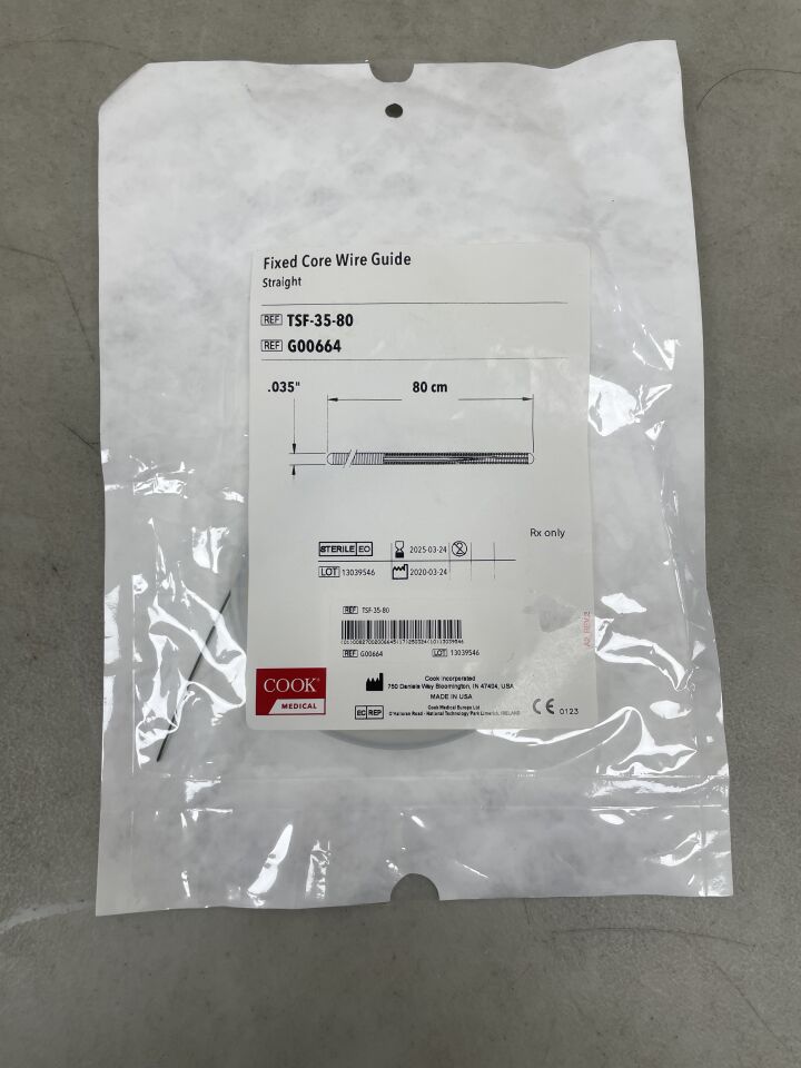 G00664 - COOK - Fixed-Core Wire Guide, Straight: 0.035" x 80cm, (EA) - ( Expiry Date: 2025-03-24 )