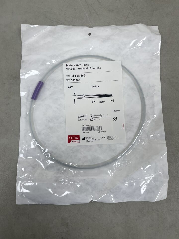 G01063 - COOK - Bentson Standard Wire Guide, 0.035 in. dia. x 260 cm Length, (EA) - ( Expiry Date: 2025-02-10 )