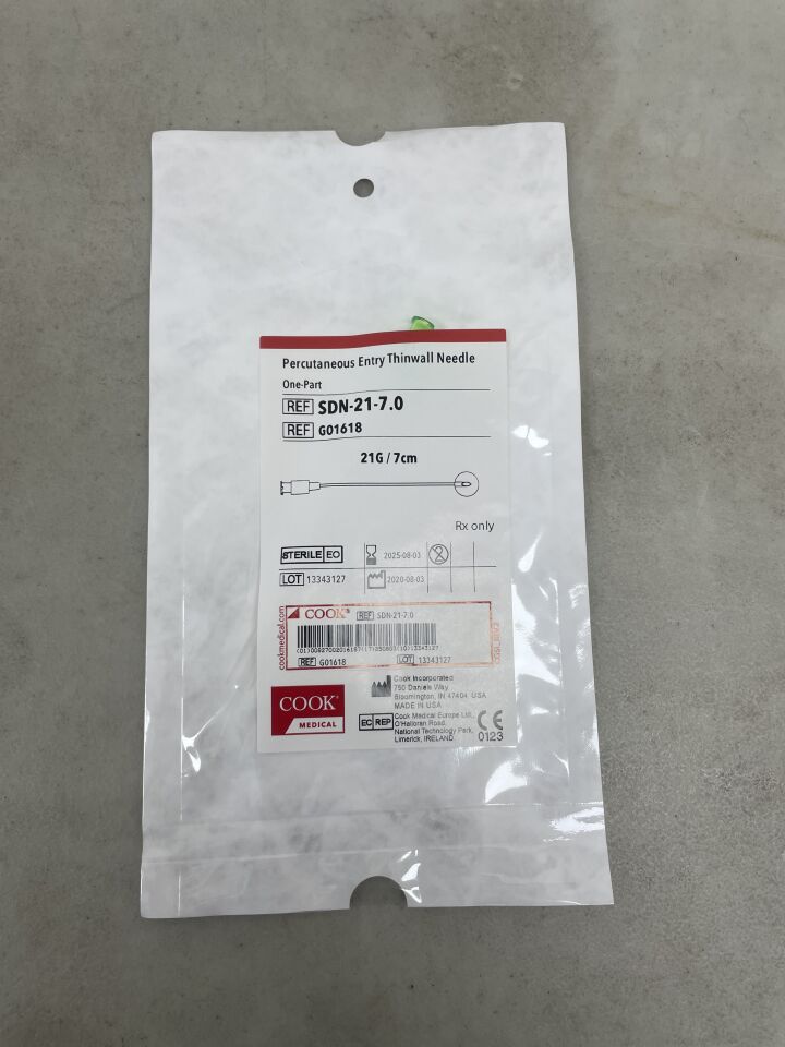 G01618 - COOK - One-Part Percutaneous Entry Needle without Baseplate, 21G, 7 cm Length, (EA) - ( Expiry Date: 2025-08-03 )