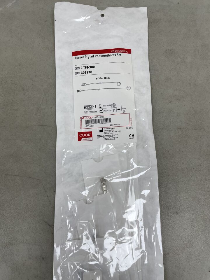G03278 - COOK - Turner Pigtail Pneumothorax Set 6.3F x 20cm, 18G, (EA) - ( Expiry Date: 2025-04-24 )