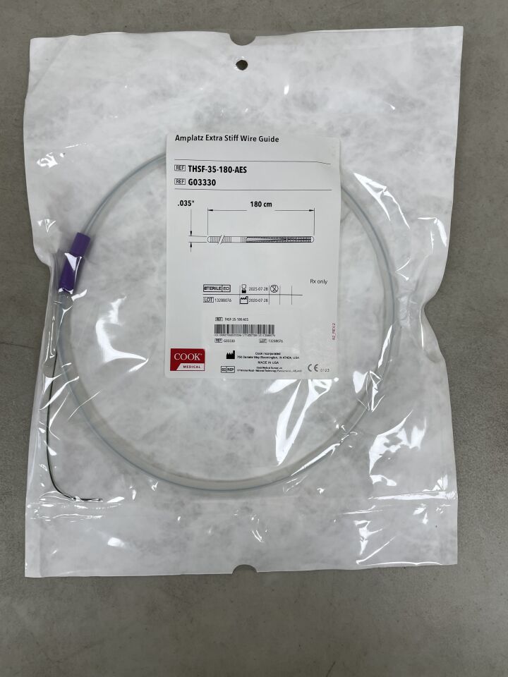 G03330 - COOK - Amplatz Support Extra-Stiff Wire Guide, 0.035 in. dia. x 180 cm Length, (EA) - ( Expiry Date: 2025-07-28 )