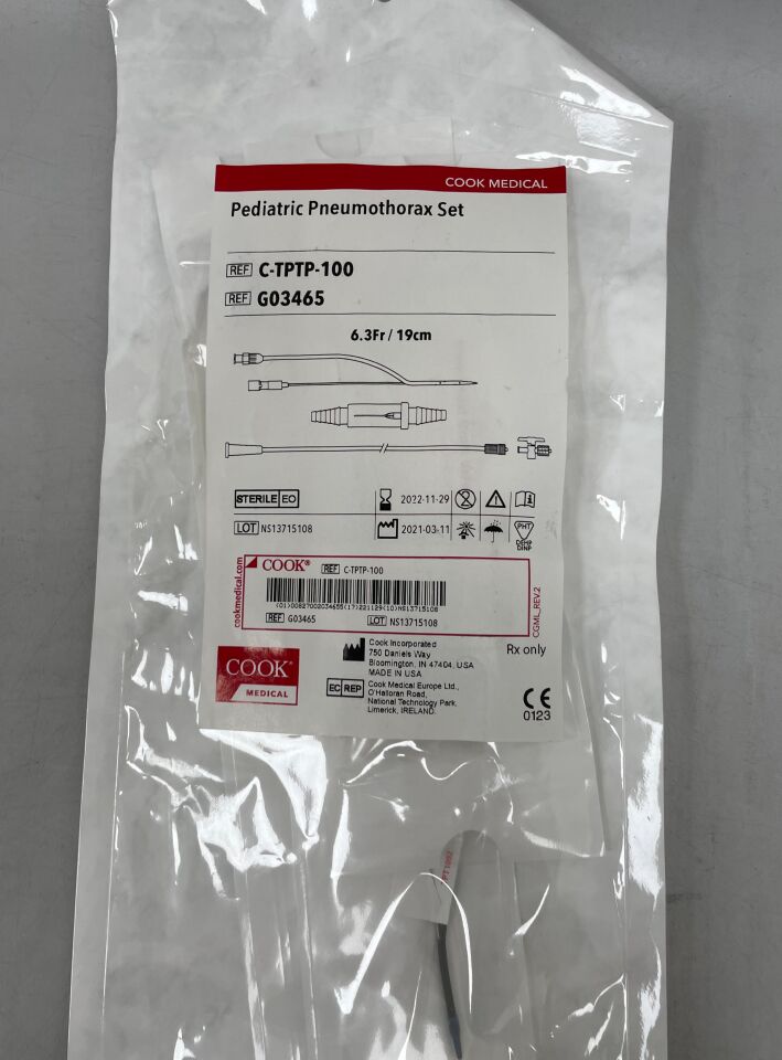 G03465 - COOK - Pneumothorax Set 6.3F x 19cm, PTFE, (EA) - ( Expiry Date: 2024-09-24 )