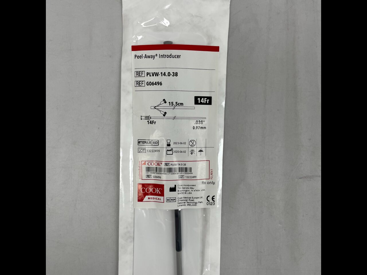 G06496 - COOK - Peel-Away Sheath Introducer 14F x 0.038", 15.5cm, (EA) - ( Expiry Date: 2025-08-18 )