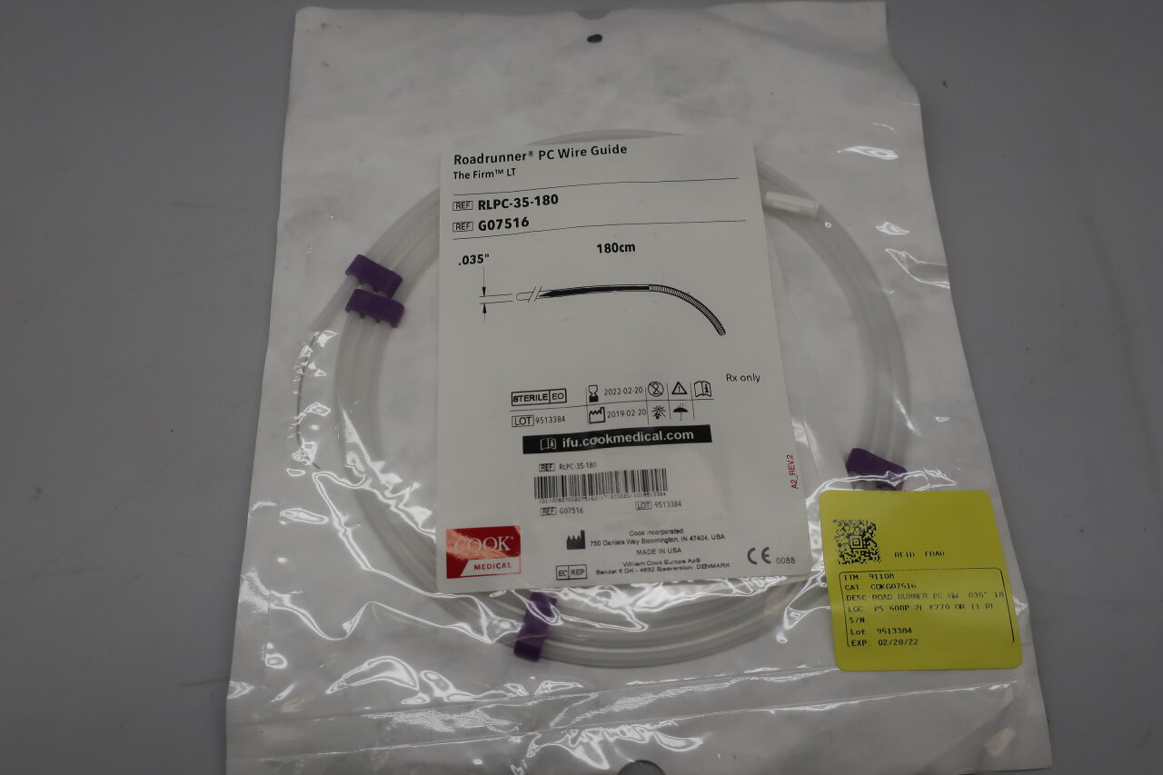 G07516 - COOK - Roadrunner PC Wire Guide - The Firm LT - RLPC-35-180 - .035" x 180cm, (EA) - ( Expiry Date: 2024-09-03 )