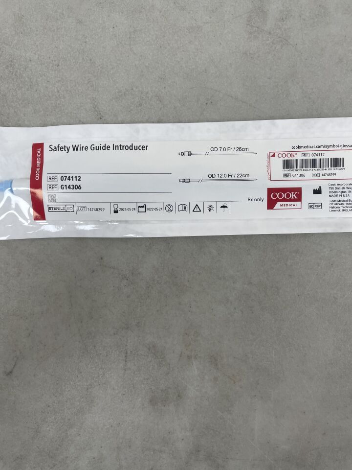 G14306 - COOK - Safety Wire Guide Introducer Set 8/12F x 22cm, (EA) - ( Expiry Date: 2025-05-24 )