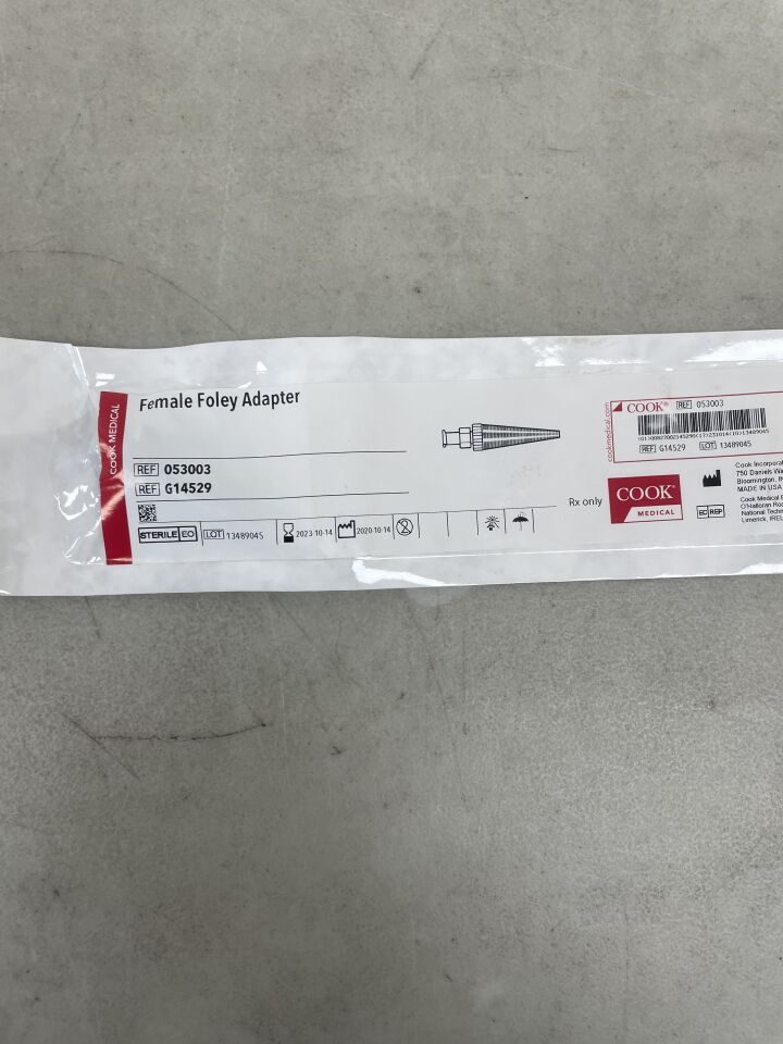 G14529 - COOK - Female Luer Lock Adapter For Connection to Foley Catheter, (EA) - ( Expiry Date: 2023-10-14 )