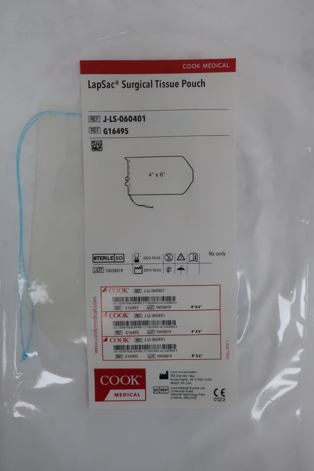 G16495 - COOK - LapSac Surgical Tissue Pouch 4" x 6", 200ml, (EA) - ( Expiry Date: 2024-03-03 )