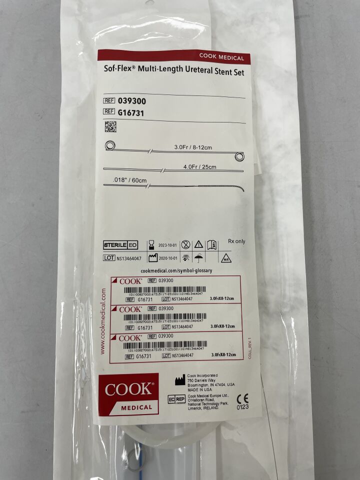 G16731 - COOK - Multi-Length Ureteral Stent Set, 3.0Fr/8-12cm, (EA) - ( Expiry Date: 2024-12-17 )