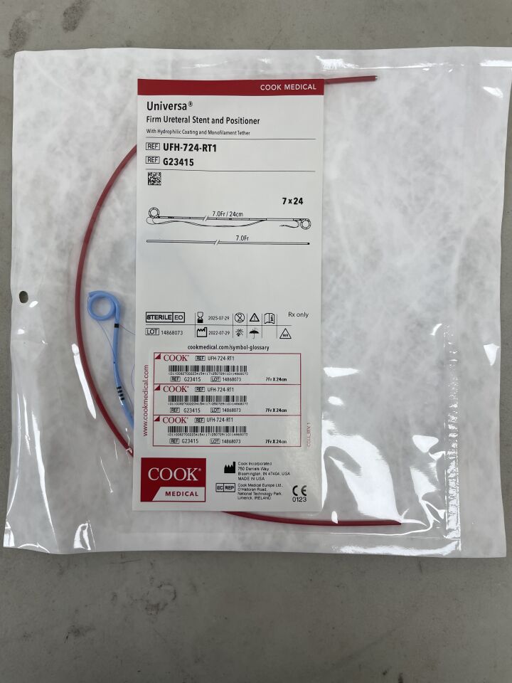 G23415 - COOK - Universa Firm Ureteral Stent and Positioner, 7 Fr x 24 cm Length, (EA) - ( Expiry Date: 2025-07-29 )